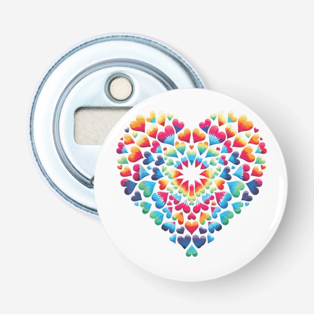 Vibrant Heart Tie-Dye Bottle Opener (Front)