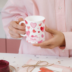 Vibrant Hearts   Custom Name   Valentine's Day  Coffee Mug