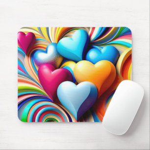 Vibrant Hearts Mouse Mat