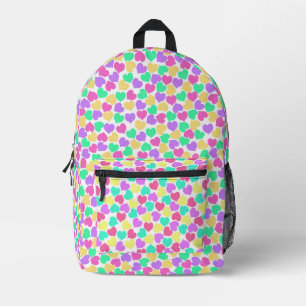 Vibrant Hearts on White Printed Backpack