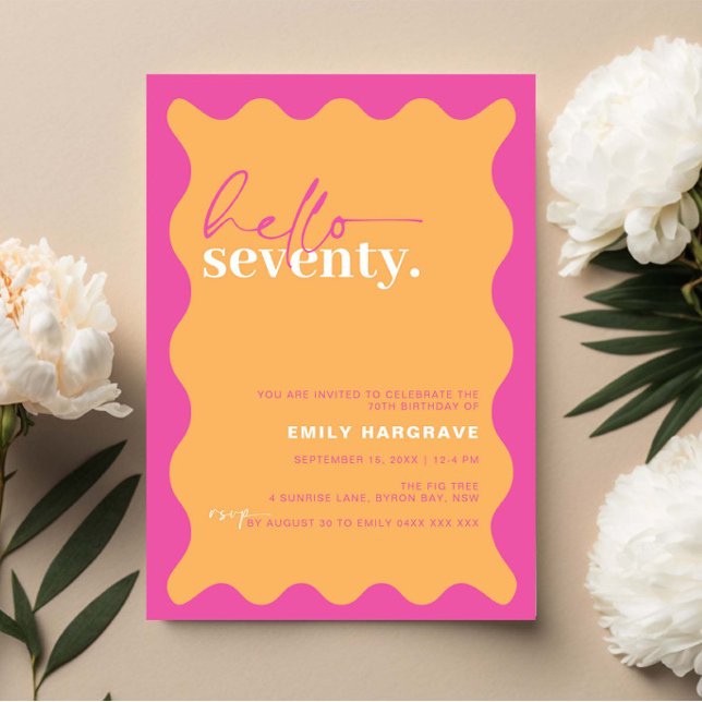 Vibrant Hello Seventy 70th Birthday Party Invitation (Creator Uploaded)