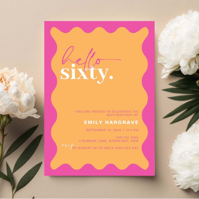 Vibrant Hello Sixty 60th Birthday Party Invitation (Creator Uploaded)
