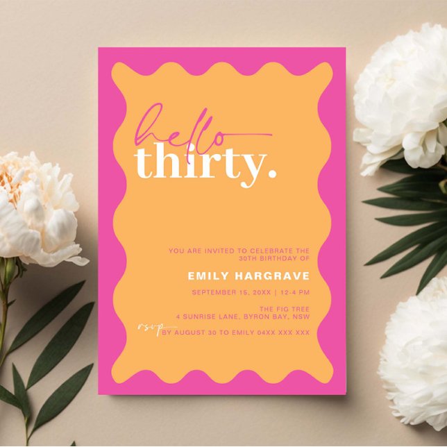 Vibrant Hello Thirty 30th Birthday Party Invitation (Creator Uploaded)