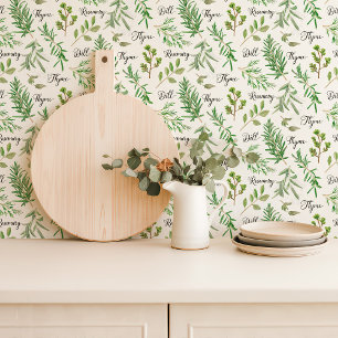 Vibrant Herb Garden Kitchen Wallpaper