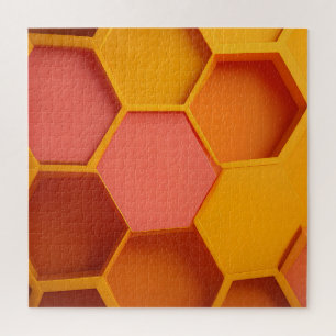 Vibrant Hexagon Honeycomb Geometric Gradient Jigsaw Puzzle