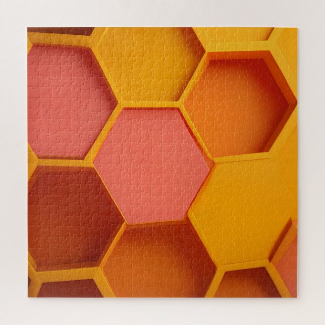 Vibrant Hexagon Honeycomb Geometric Gradient Jigsaw Puzzle (Vertical)