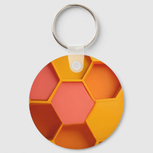 Vibrant Hexagon Honeycomb Geometric Gradient Key Ring