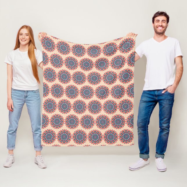 Vibrant Hexcolor Mandala Fleece Blanket (In Situ)