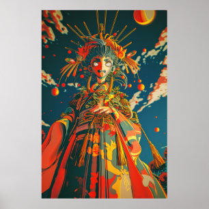 Vibrant High-Contrast Psychedelic Illustration Pos Poster