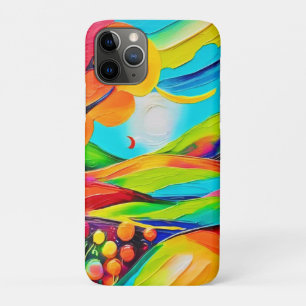 Vibrant Hillside Harmony Painting iPhone 11 Pro Case
