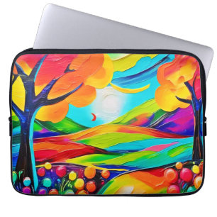 Vibrant Hillside Harmony Painting Laptop Sleeve