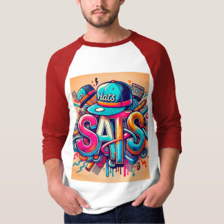 "Vibrant Hip-Hop 'Hats' Street Art T-Shirt" T-Shirt