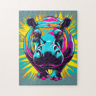 Vibrant Hippo Animal Jigsaw Puzzle