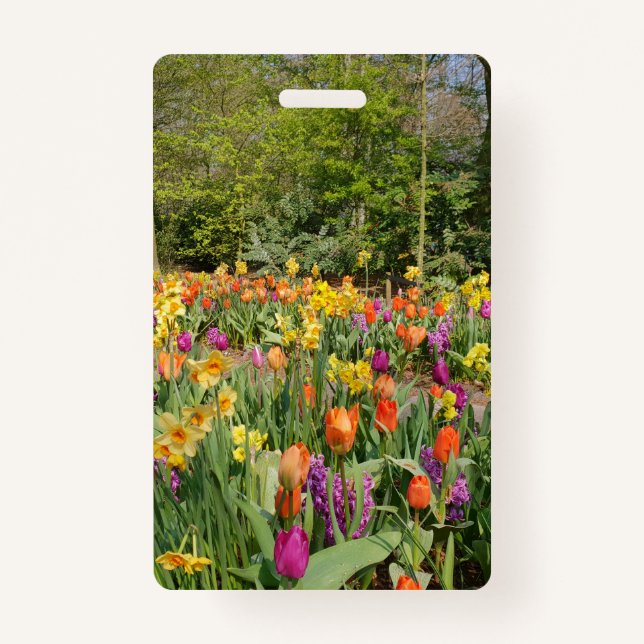 Vibrant Holland Tulip Garden ID Badge (Front)