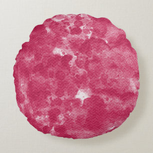 Vibrant Hot Pink Abstract Watercolor Art Round Cushion