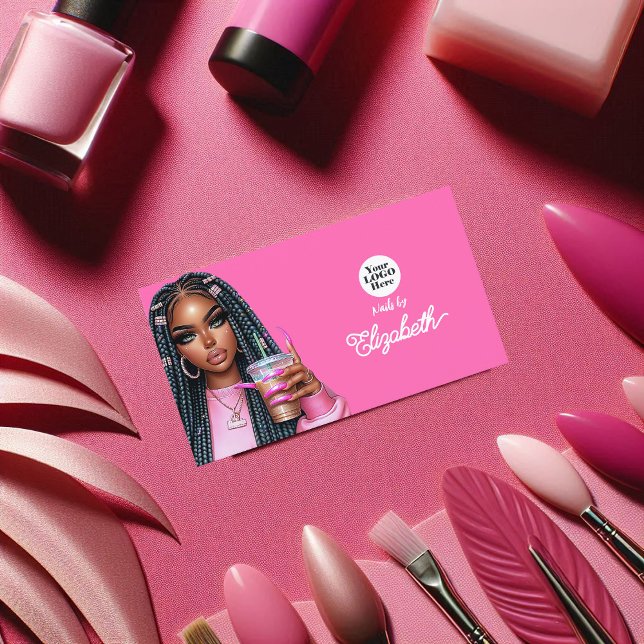 Vibrant Hot-Pink African American Salon Branding Business Card (Vibrant Hot-Pink African American Salon Branding Business Card)