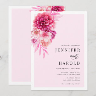 Vibrant Hot Pink Floral Wedding Invitation