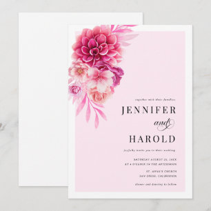 Vibrant Hot Pink Flowers Wedding Invitation
