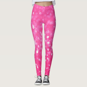 Vibrant Hot Pink Glitter Sparkle Texture Photo Leggings