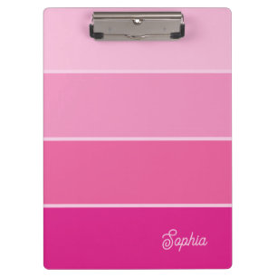 Vibrant Hot Pink Ombre Stripes with Script Clipboard