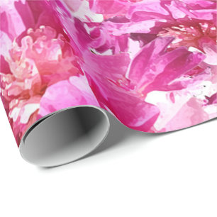 Vibrant Hot Pink Peonies Watercolor Wrapping Paper