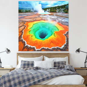 Vibrant Hot Spring: Earth's Wonder Art Canvas Print