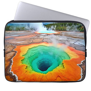 Vibrant Hot Spring: Earth's Wonder Art Laptop Sleeve