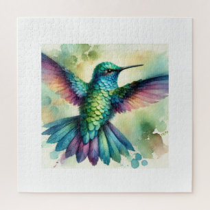 Vibrant Hummingbird 240824AREF124 - Watercolor Jigsaw Puzzle