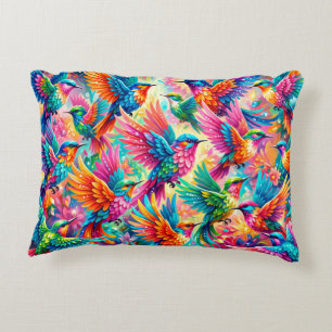 Vibrant Hummingbird Dreamscape – Tropical Boho Decorative Cushion