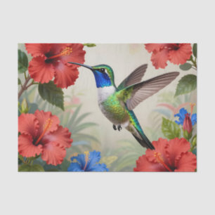 Vibrant Hummingbird Hibiscus Floral Tissue Paper