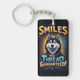 Vibrant Husky With Bold Typography Key Ring