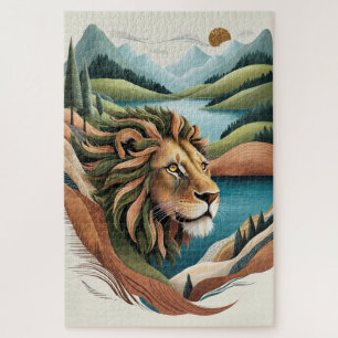 Vibrant Hybrid Lion Illustration Wildlife Jigsaw Puzzle