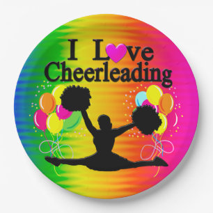 VIBRANT I LOVE CHEERLEADING PAPER PLATES