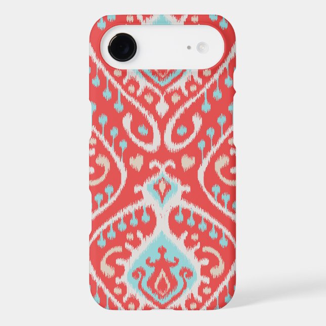 Vibrant ikat pattern in red and turquoise Case-Mate iPhone case (Back)