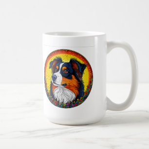 Vibrant Illustrated Portrait of a Dog Coffee Mug