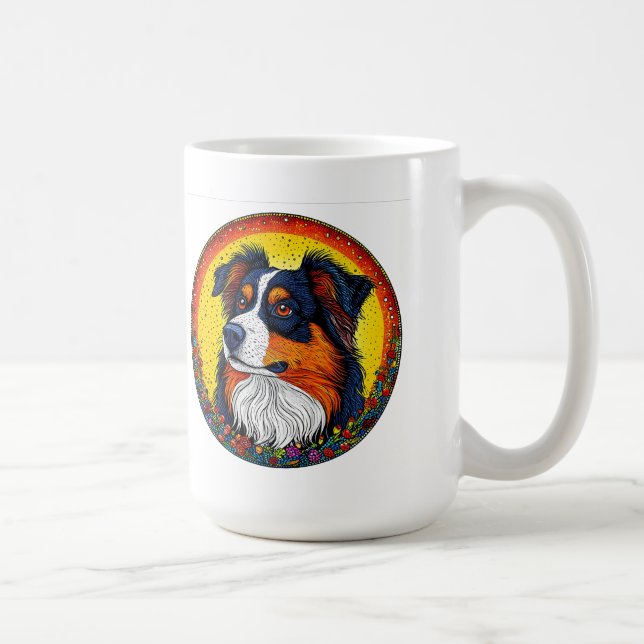 Vibrant Illustrated Portrait of a Dog Coffee Mug (Right)