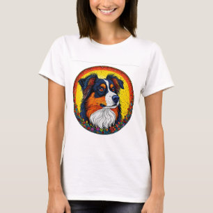 Vibrant Illustrated Portrait of a Dog T-Shirt