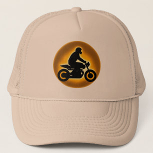 Vibrant Illustration of a Motorcyclist Riding Trucker Hat