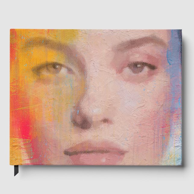 Vibrant Impasto Abstract Portrait Guest Book (Front)
