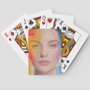 Vibrant Impasto Abstract Portrait Playing Cards