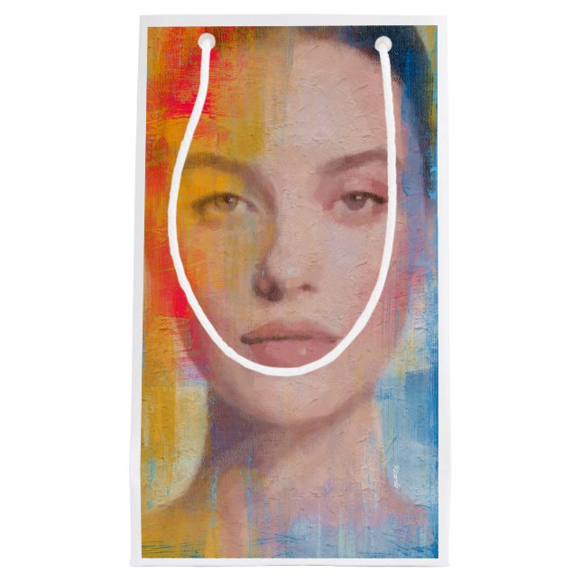 Vibrant Impasto Abstract Portrait Small Gift Bag (Front)