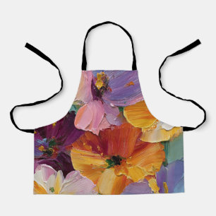 Vibrant Impasto Floral Painting Apron