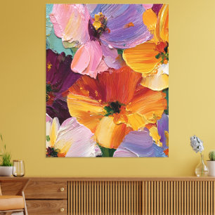 Vibrant Impasto Floral Painting Canvas Print