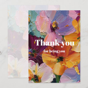Vibrant Impasto Floral Painting Greeting Card