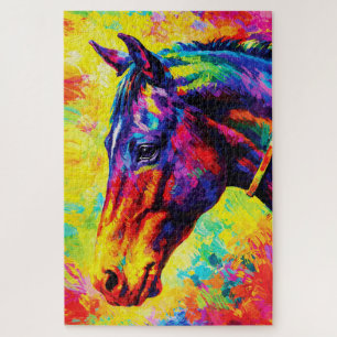 Vibrant Impasto Horse Portrait Colourful Wild Jigsaw Puzzle
