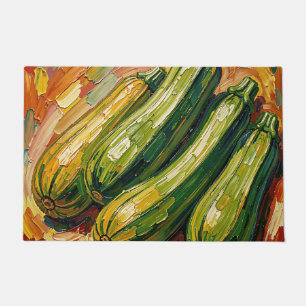 Vibrant Impasto Zucchini Painting Doormat