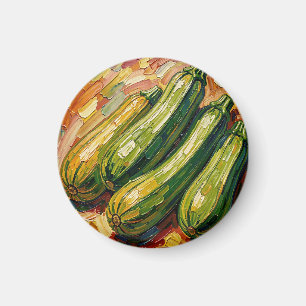Vibrant Impasto Zucchini Painting Magnet
