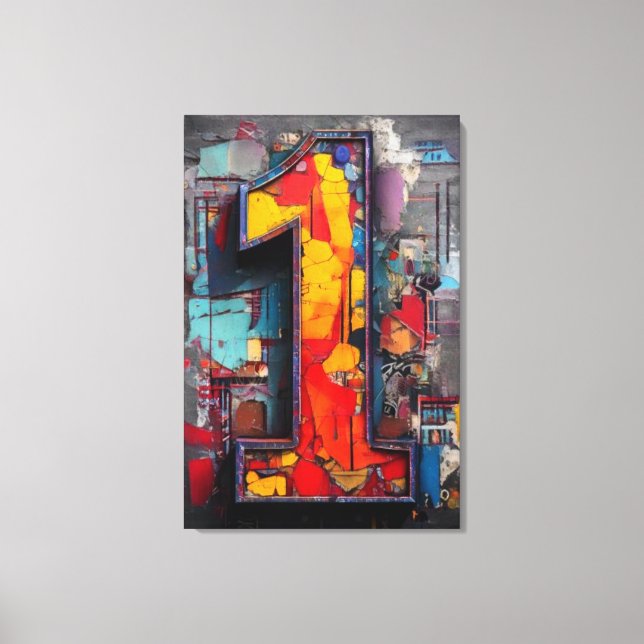 Vibrant Industrial Graffiti Number One Canvas Print (Front)
