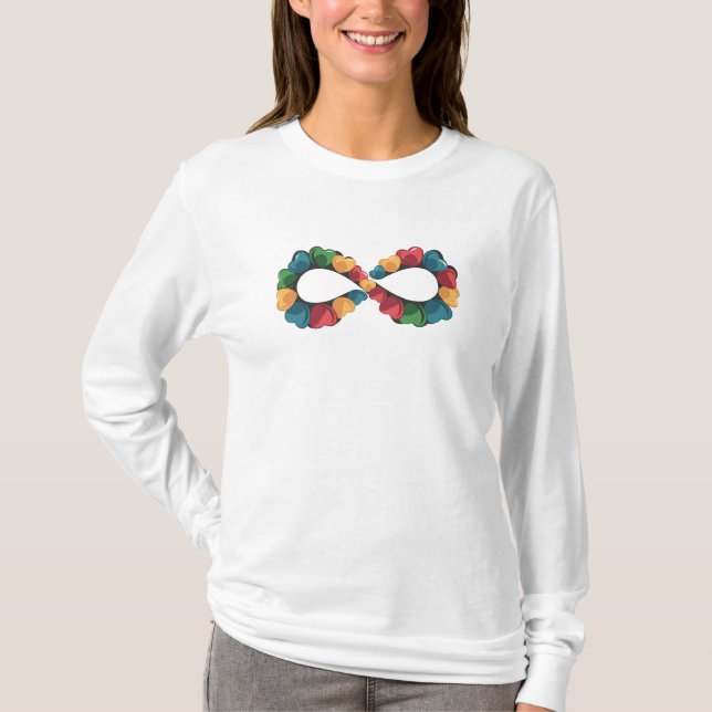 Vibrant Infinity Symbol with Hearts T-Shirt (Front)