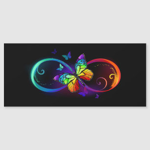 Vibrant infinity with rainbow butterfly on black